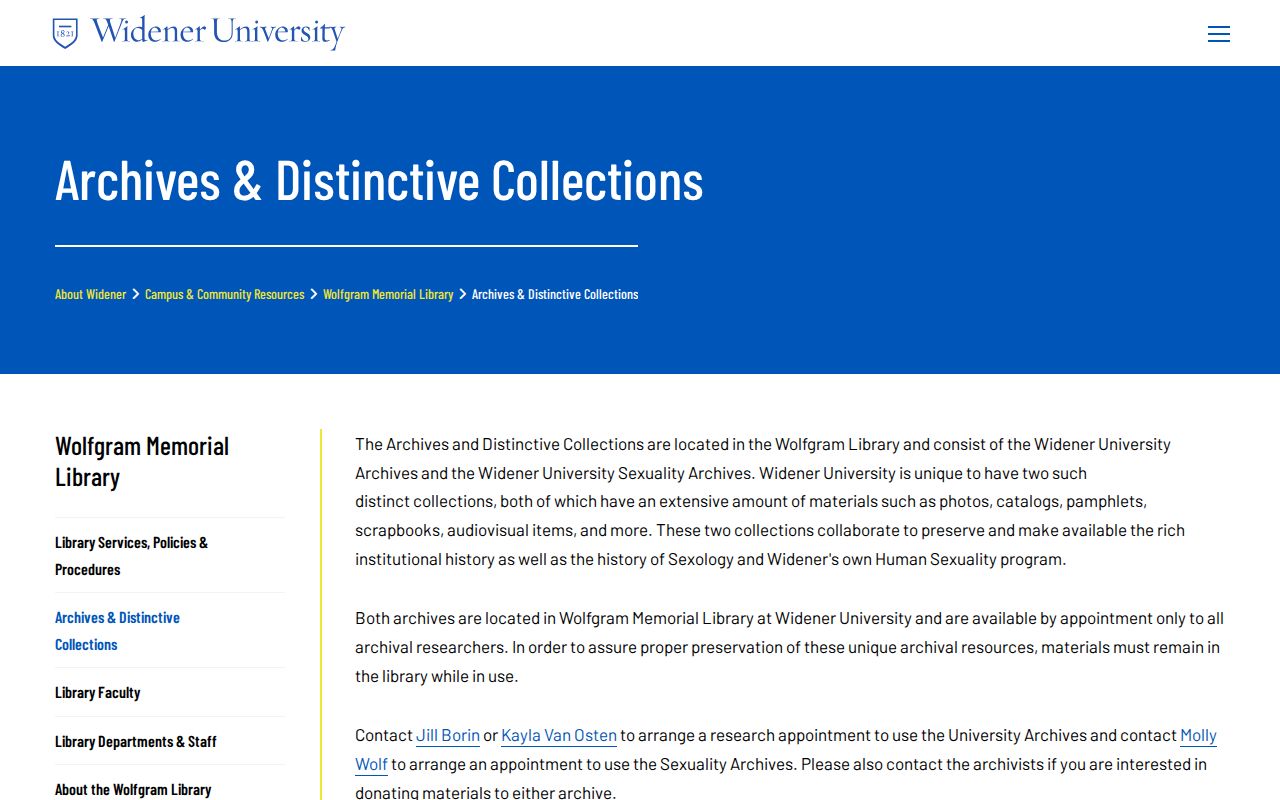 Chester city directory companion research at Widener University Archives