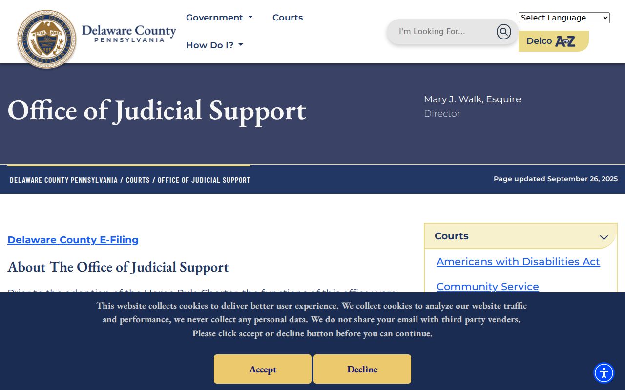 Chester residents directory Office of Judicial Support court records office