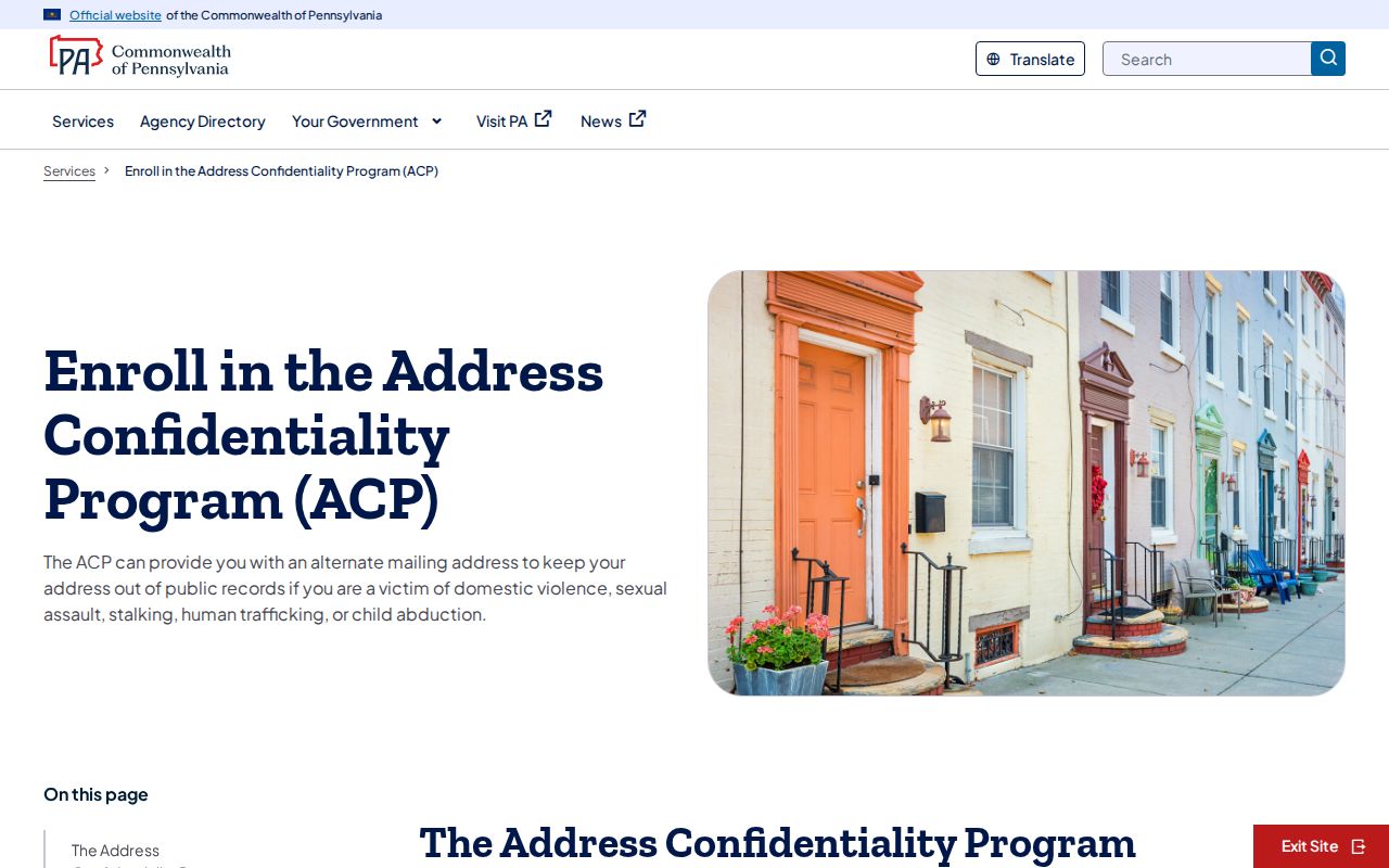 Chester neighbors Pennsylvania Address Confidentiality Program information