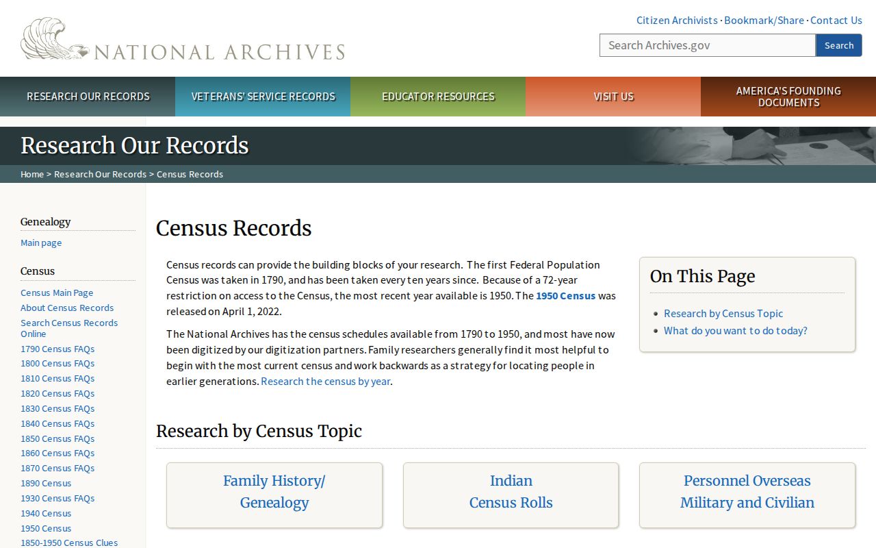 Chester previous residents National Archives census research guidance